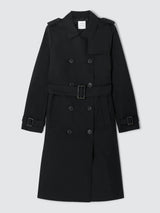 John Lewis Womens Plain Long Sleeve Button Trench Coat - Black - Size 20