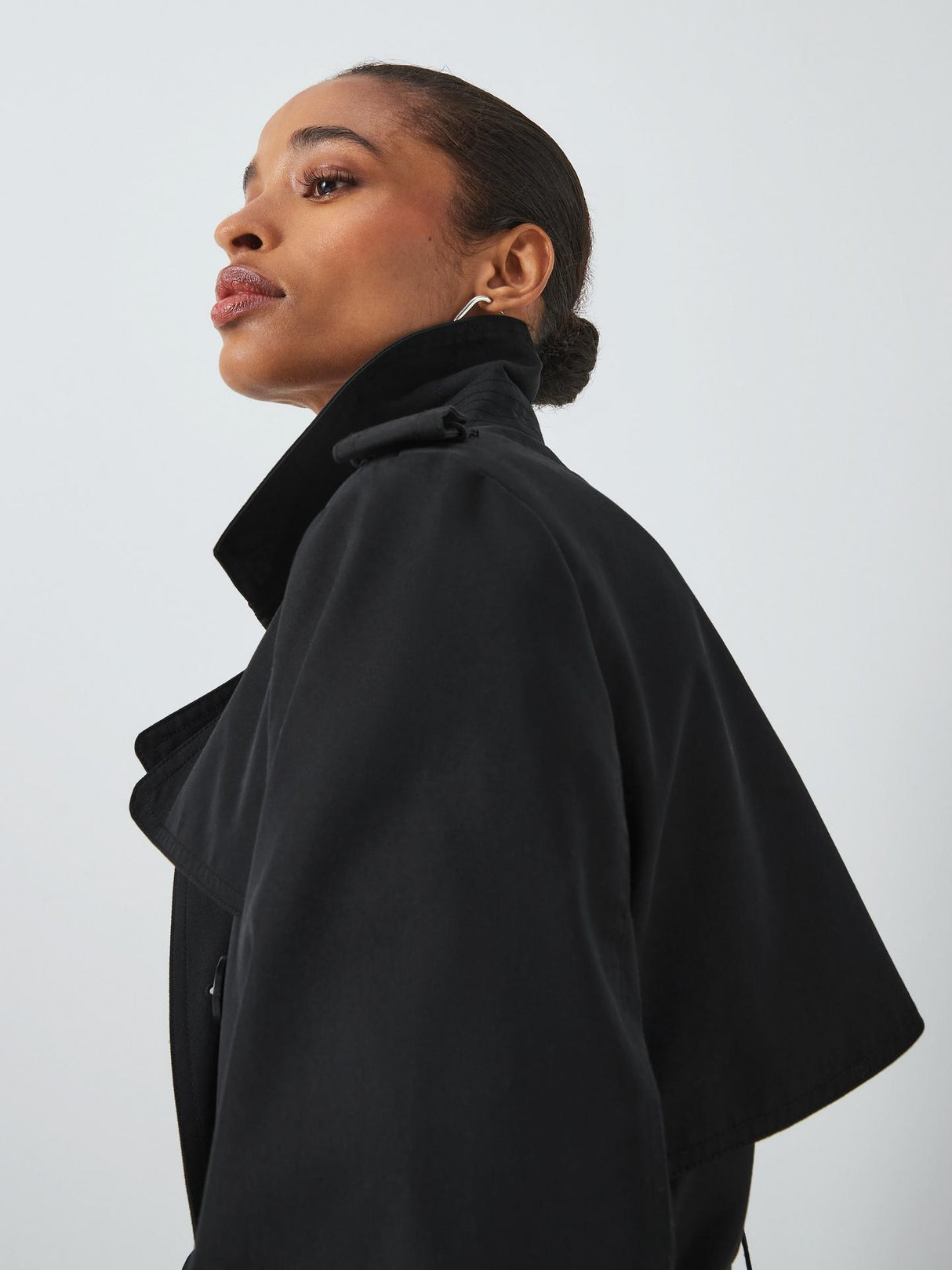 John Lewis Womens Plain Long Sleeve Button Trench Coat - Black - Size 20