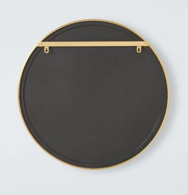 John Lewis Dalston Aluminium 80cm Round Slim Wall Mirror - Plain Brass - Kazoop 