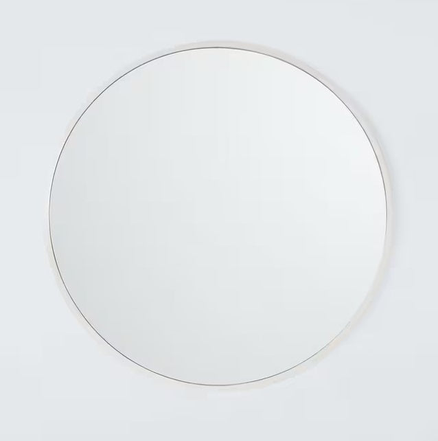 John Lewis Rye Industrial Metal Round 80cm Wall Mirror - Polished Aluminium
