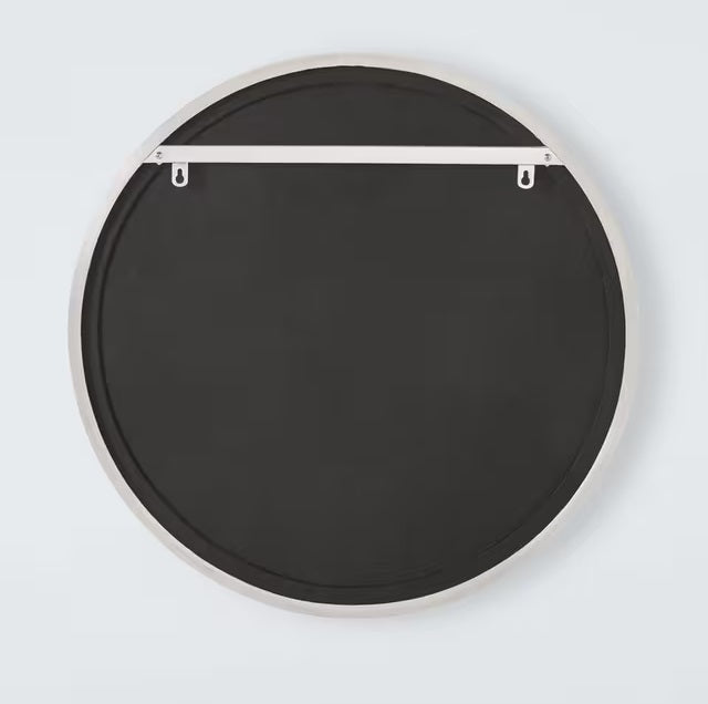 John Lewis Rye Industrial Metal Round 80cm Wall Mirror - Polished Aluminium