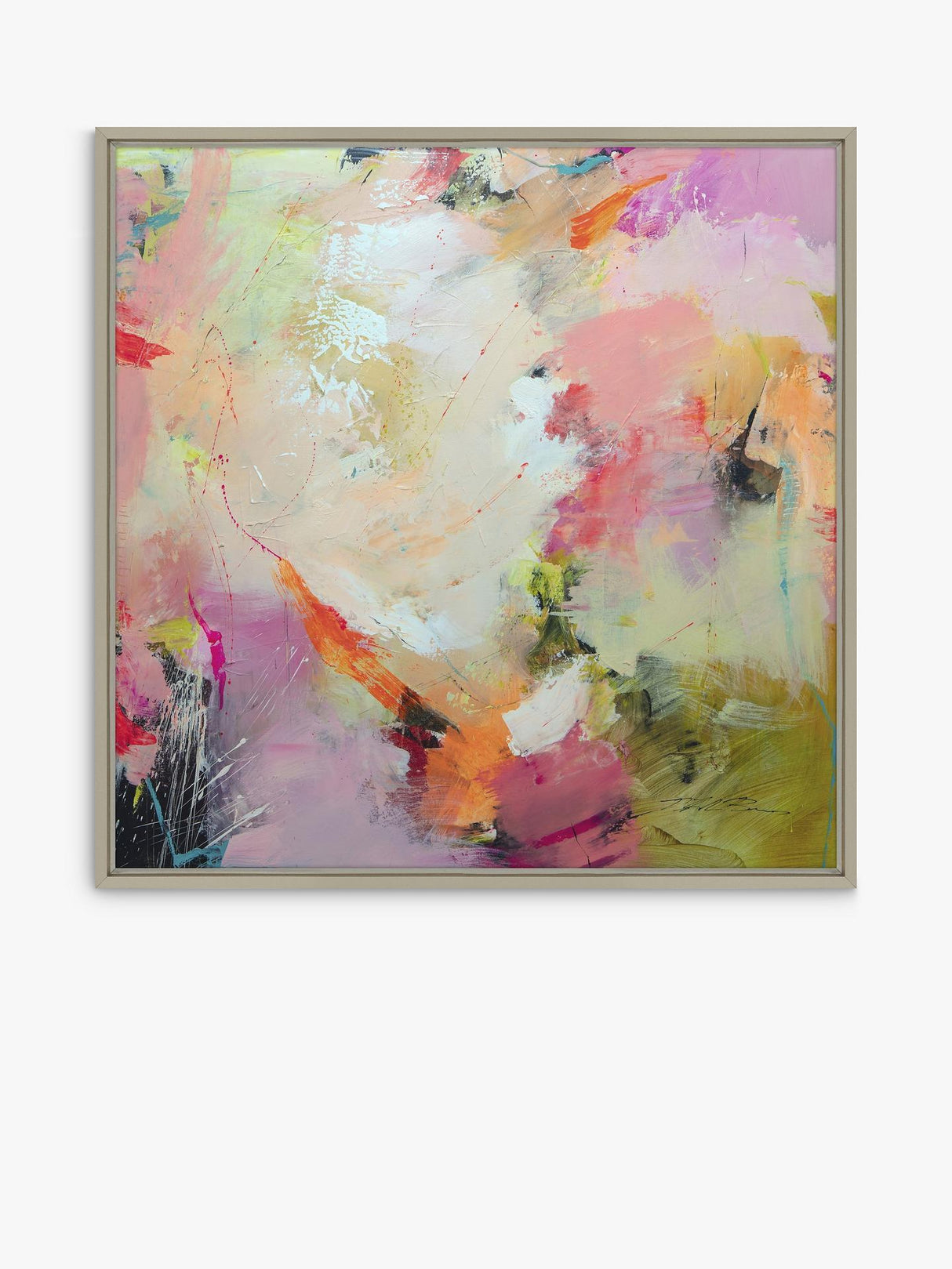 John Lewis Natasha Barnes 'Cherry Blossom' Abstract Framed Canvas 64 x 64cm