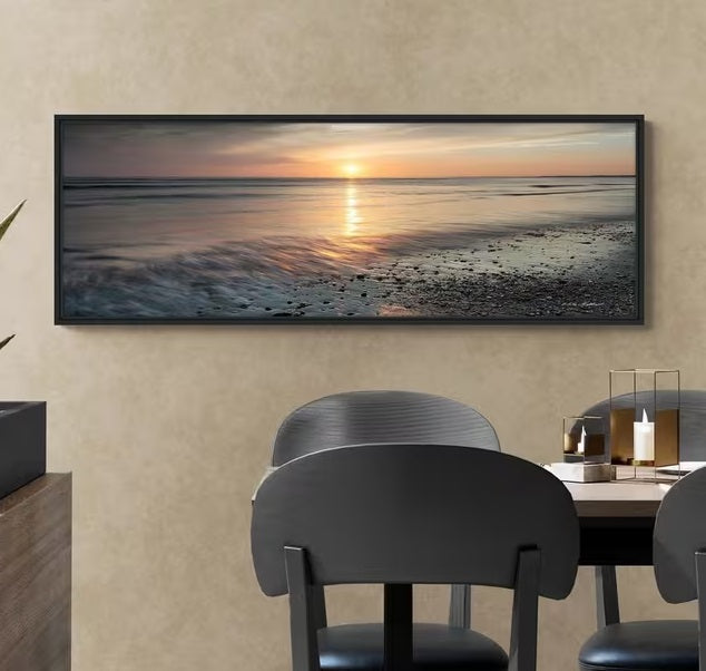 John Lewis Mike Shepherd Ebb & Flow Framed Canvas Print 44 x 124cm - Orange
