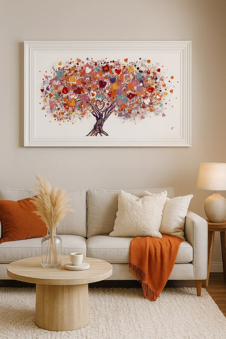 John Lewis Sara Otter 'Tree Of Hearts' Framed Print 71 x 121cm - Pink/Multi