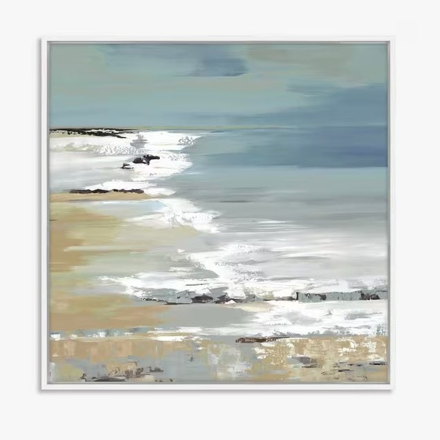 John Lewis Valeria Mravyan East Coast I Framed Canvas Print 64 x 64cm - Blue