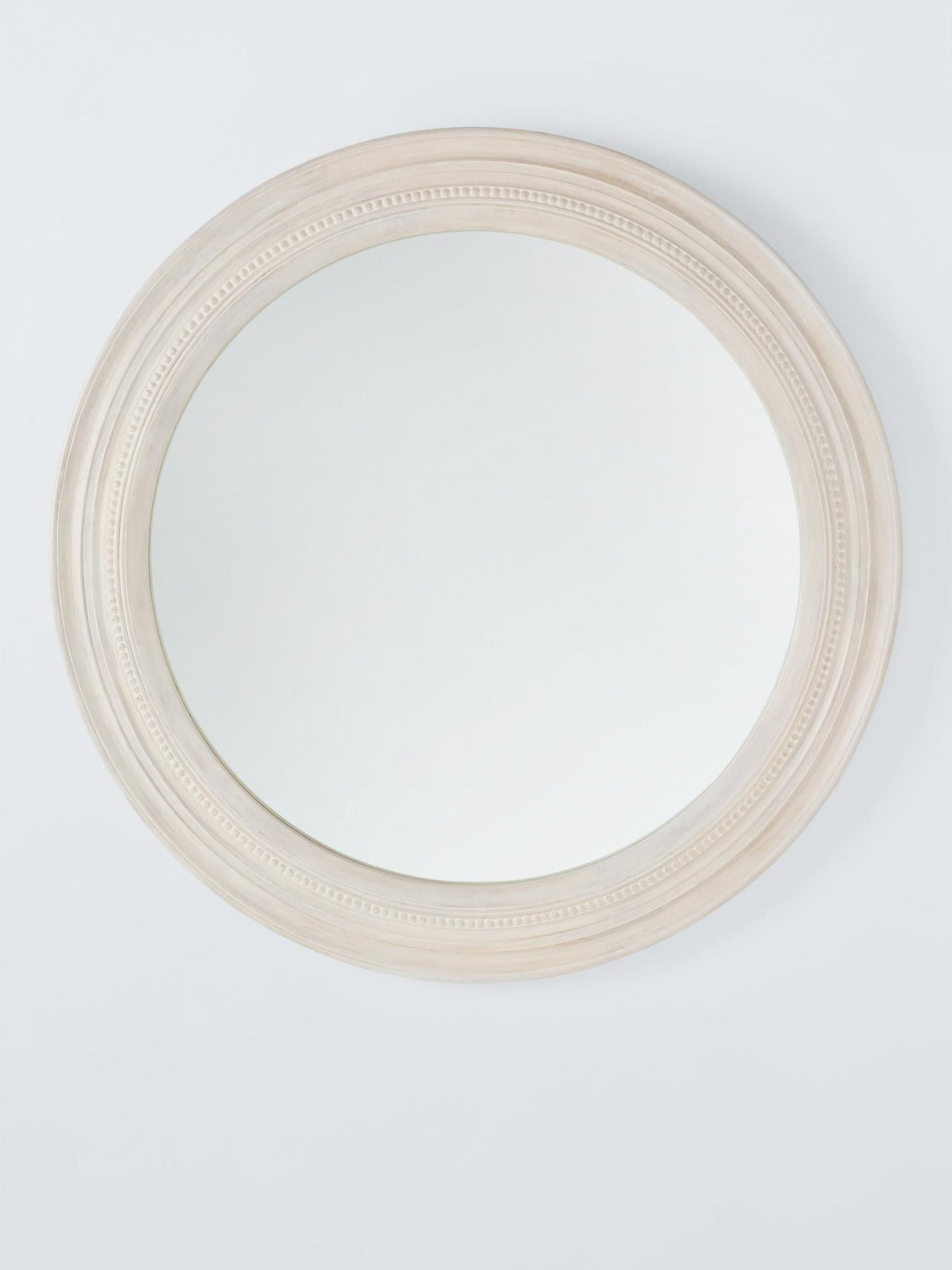 John Lewis Hand-Carved Coastal Wood Frame Round Wall Mirror 80cm White Wash