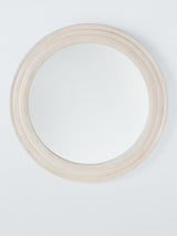 John Lewis Hand-Carved Coastal Wood Frame Round Wall Mirror 80cm White Wash