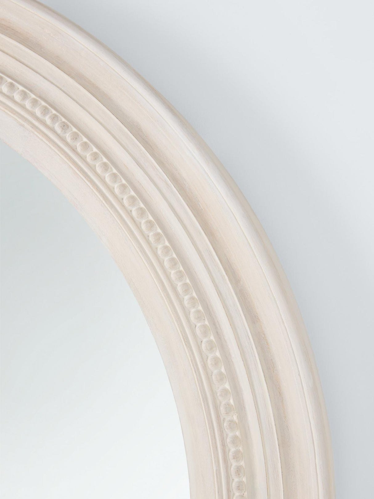 John Lewis Hand-Carved Coastal Wood Frame Round Wall Mirror 80cm White Wash