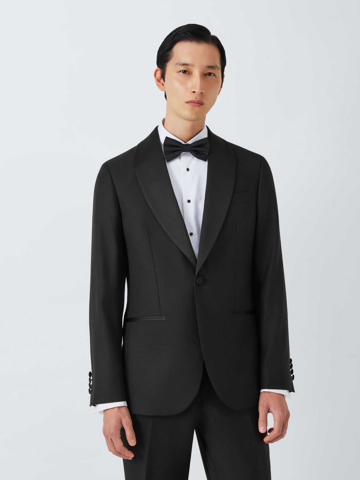 John Lewis Basket Weave Regular Fit Shawl Collar Dinner Jacket - 42S - Black