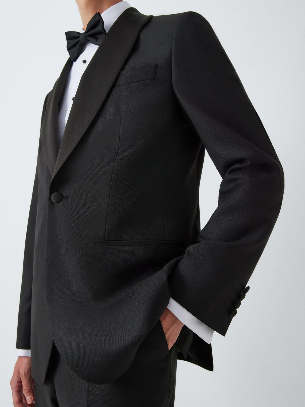 John Lewis Basket Weave Regular Fit Shawl Collar Dinner Jacket - 42S - Black