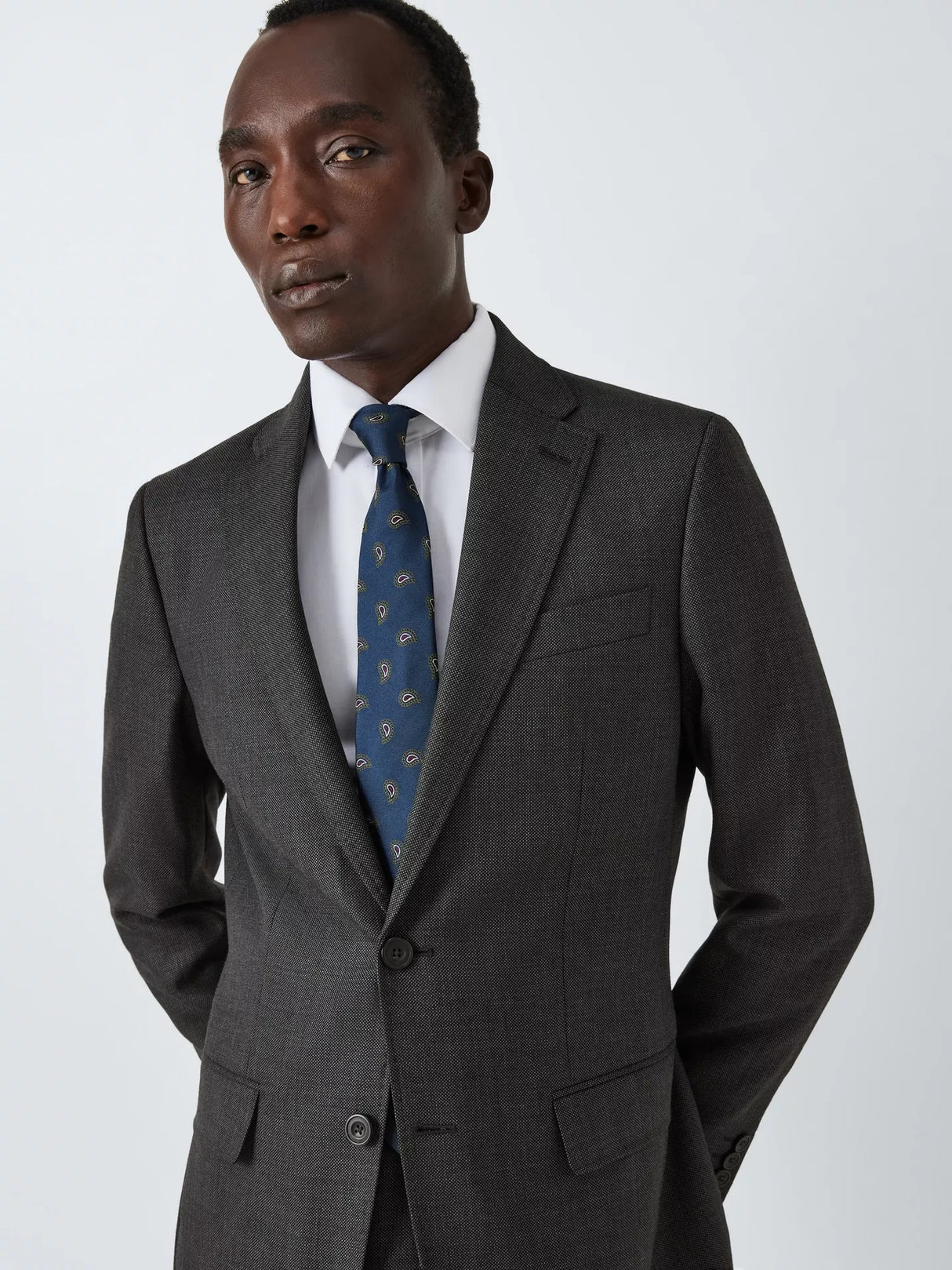 John Lewis Super 100's Birdseye Wool Regular Suit Blazer - Charcoal - 42L