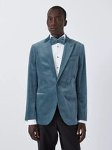 John Lewis Men's Velvet Regular Fit Peak Lapel Blazer - Duck Egg - Size 46R