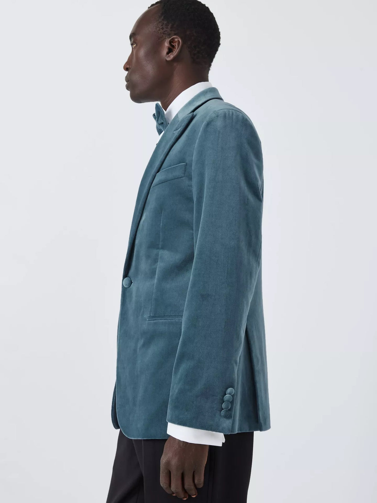John Lewis Men's Velvet Regular Fit Peak Lapel Blazer - Duck Egg - Size 46R