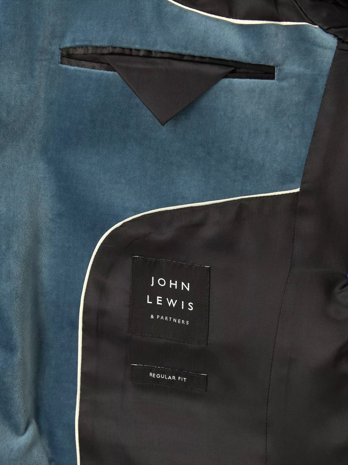 John Lewis Men's Velvet Regular Fit Peak Lapel Blazer - Duck Egg - Size 46R