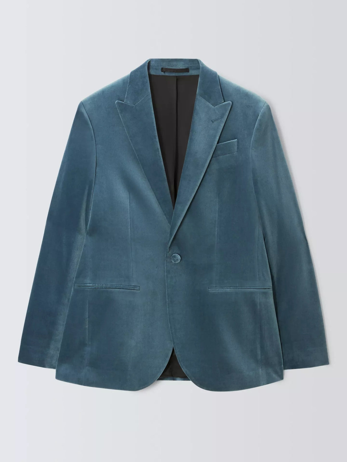 John Lewis Men's Velvet Regular Fit Peak Lapel Blazer - Duck Egg - Size 46R