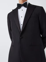 John Lewis Men's Basket Weave Regular Fit Peak Lapel Black Suit Jacket - 42R