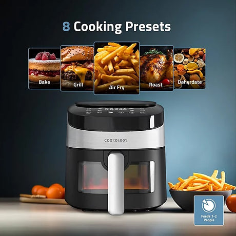 Cookology Go Cook Digital Air Fryer 7.2L with Viewing Window - Black/Steel
