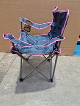 Tesco Folding Outdoor Garden Portable Camping Chairs Pack of 6 - Navy/Pink