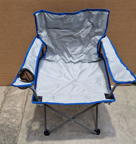 Tesco Folding Outdoor Garden Portable Camping Chairs Pack of 6 - Grey/Blue