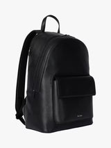 Paul Smith Unisex Classic Embossed Straw-Grain Leather Backpack - Black
