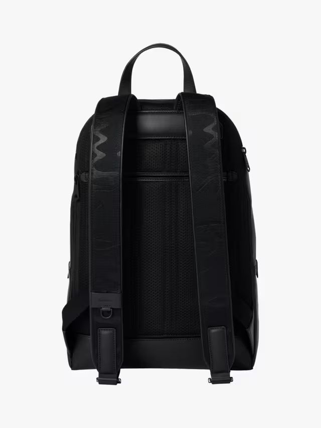 Paul Smith Unisex Classic Embossed Straw-Grain Leather Backpack - Black