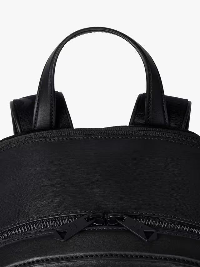Paul Smith Unisex Classic Embossed Straw-Grain Leather Backpack - Black