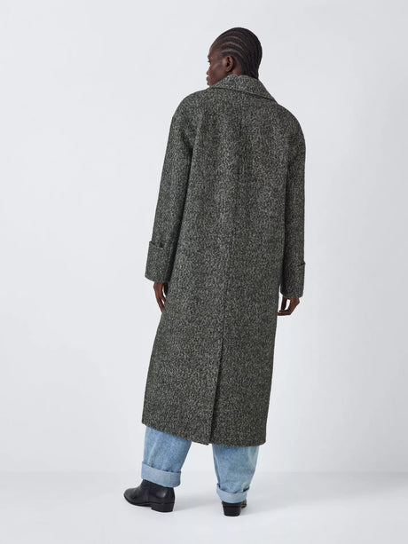 AND/OR Women's Raya Herringbone Classic Longline Coat - Charcoal - Size 16