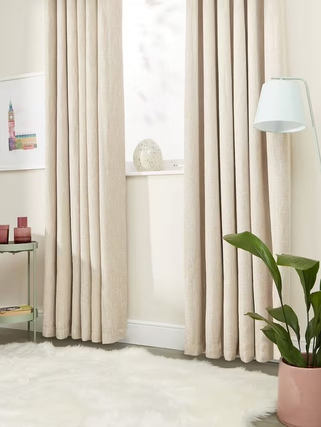 John Lewis Boucle Pair Blackout Eyelet Curtains 167 x 228cm - Natural White