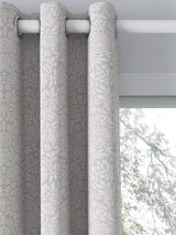 John Lewis Hidcote Weave Floral Pair Lined Eyelet Curtains 228x228cm - Grey