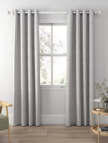 John Lewis Hidcote Weave Floral Pair Lined Eyelet Curtains 228x228cm - Grey
