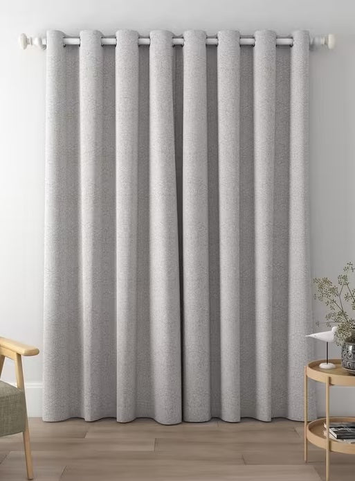 John Lewis Hidcote Weave Floral Pair Lined Eyelet Curtains 228x228cm - Grey