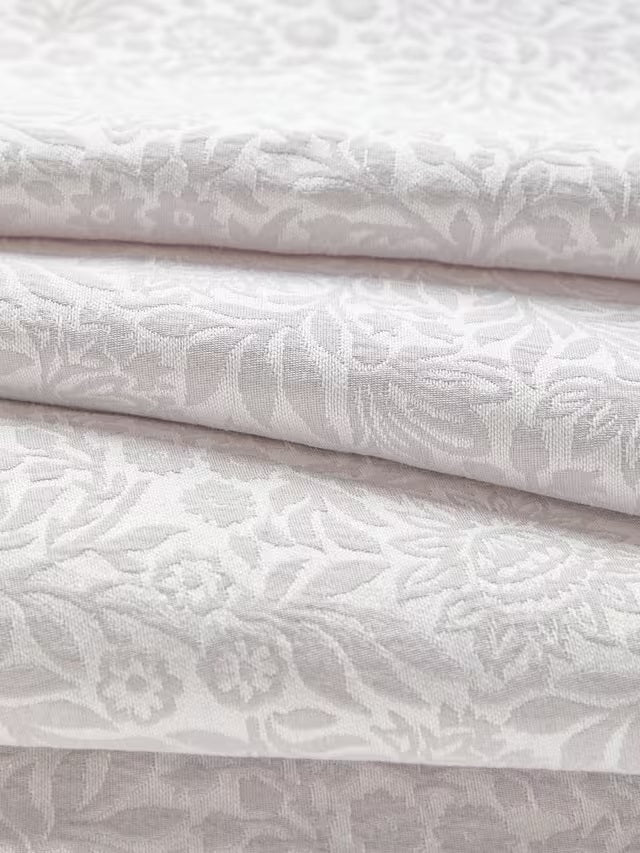 John Lewis Hidcote Weave Floral Pair Lined Eyelet Curtains 228x228cm - Grey