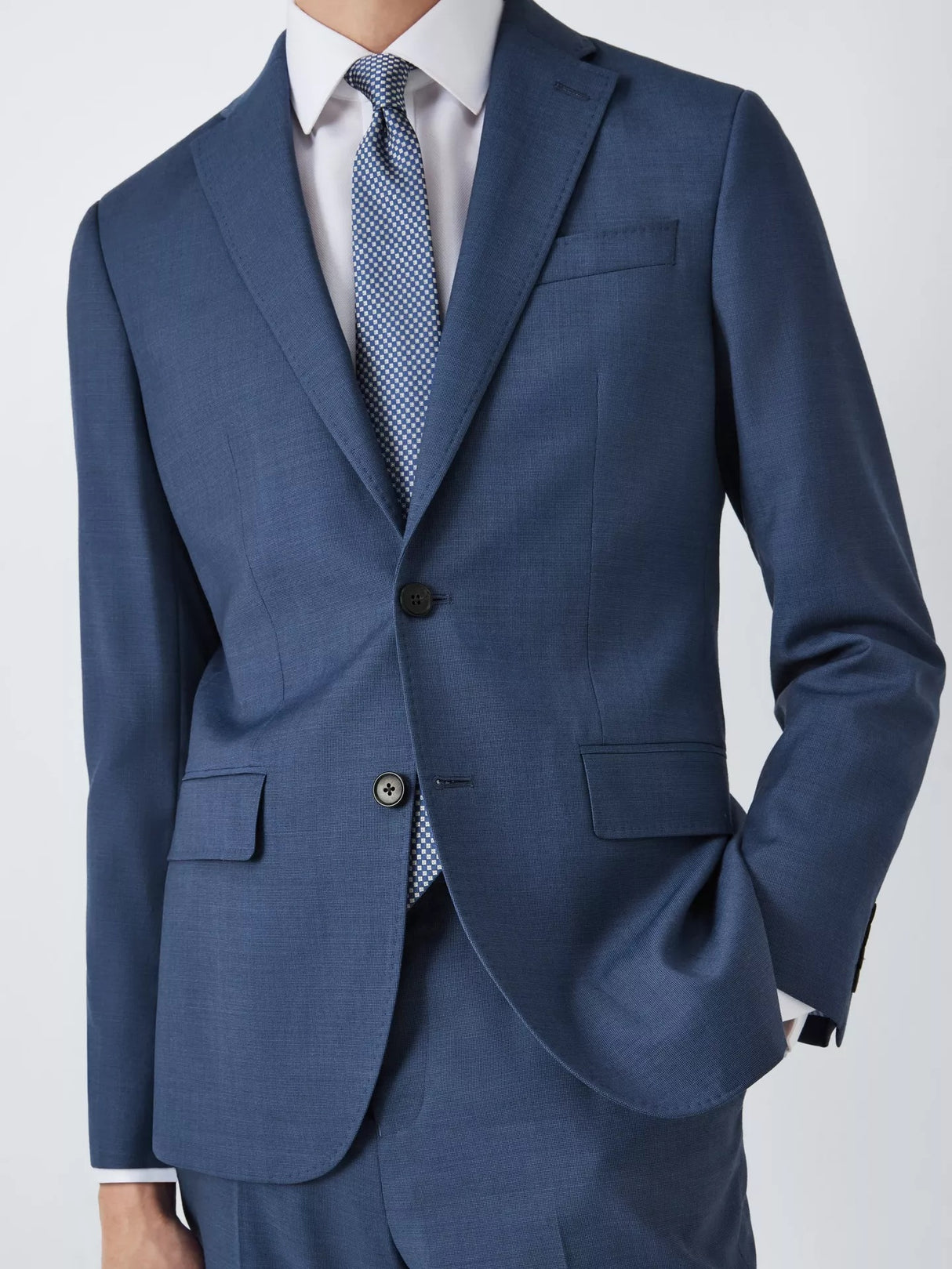 John Lewis Easton Super 100's Wool Regular Fit Suit Jacket - Mid Blue 38R