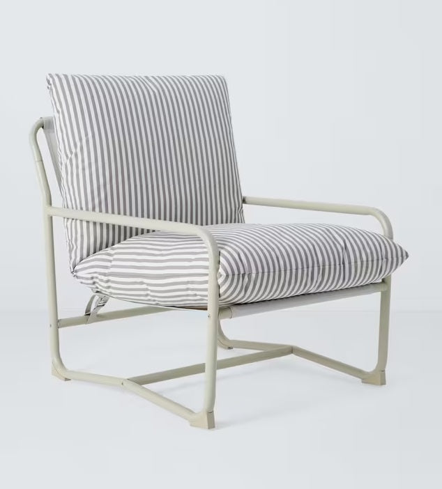 John Lewis Marcy Striped All-weather Sling Garden Patio Chair - Greige