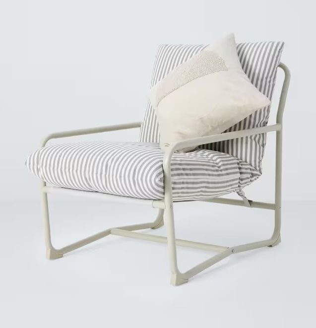 John Lewis Marcy Striped All-weather Sling Garden Patio Chair - Greige