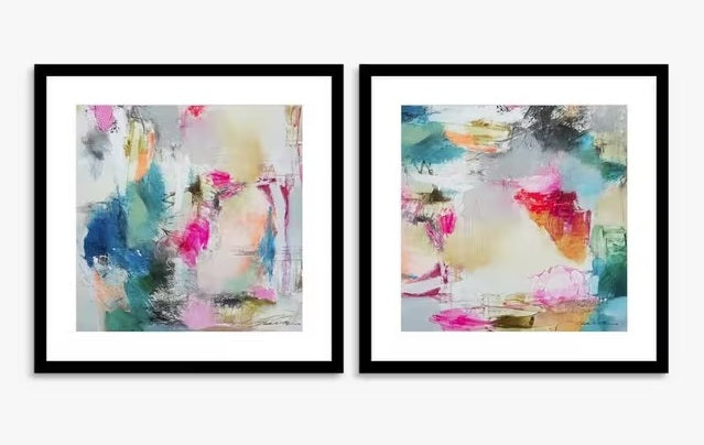 Natasha Barnes 'Tunbridge' Embellished Framed Print 61.5 x 61.5cm Set of 2