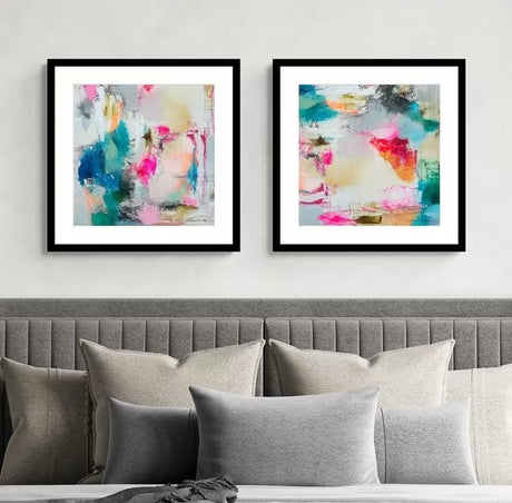 Natasha Barnes 'Tunbridge' Embellished Framed Print 61.5 x 61.5cm Set of 2