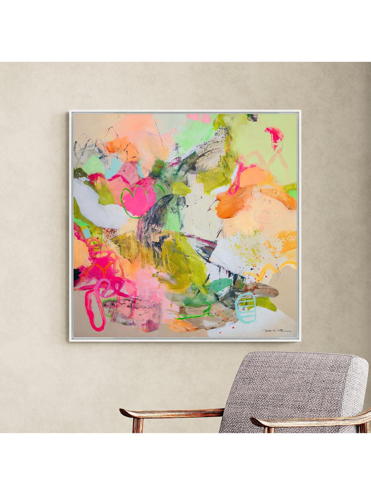 Natasha Barnes 'Life is Beautiful' Framed Canvas Print 104 x 104cm - Multi