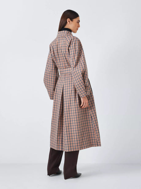John Lewis Women's Fluid Check Classic Longline Trench Coat - Multi - UK 10