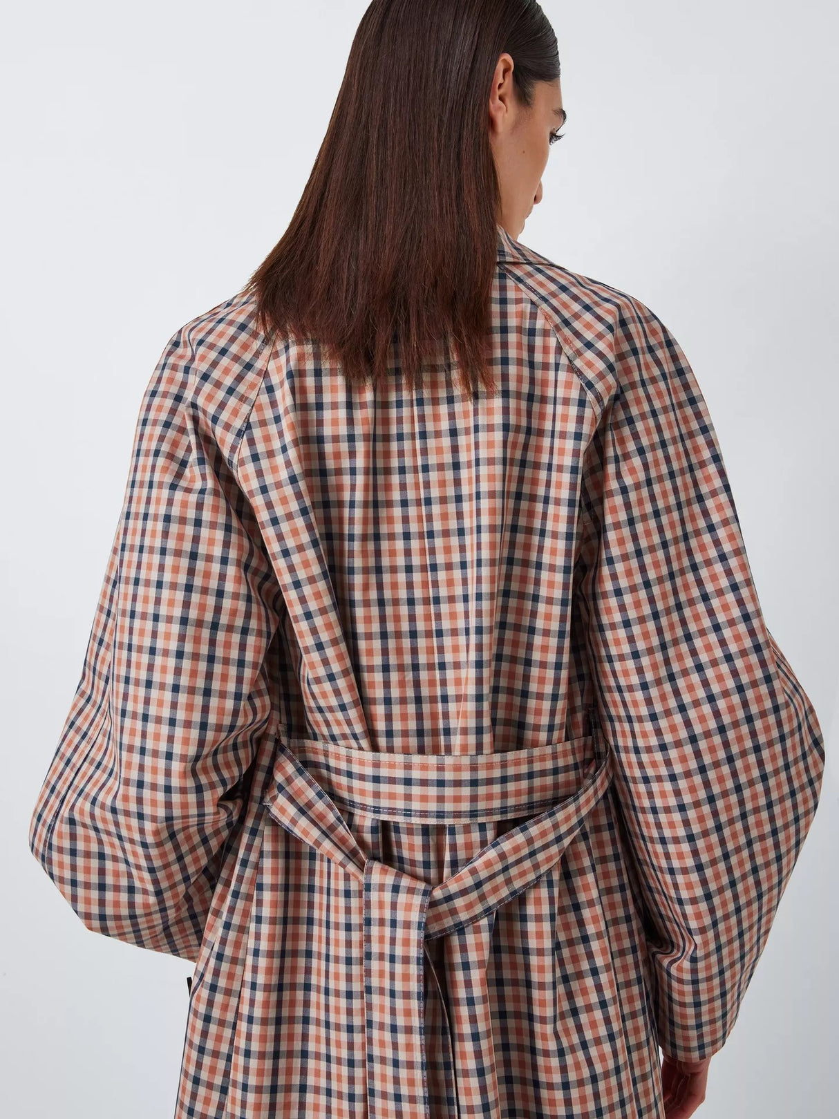 John Lewis Women's Fluid Check Classic Longline Trench Coat - Multi - UK 10