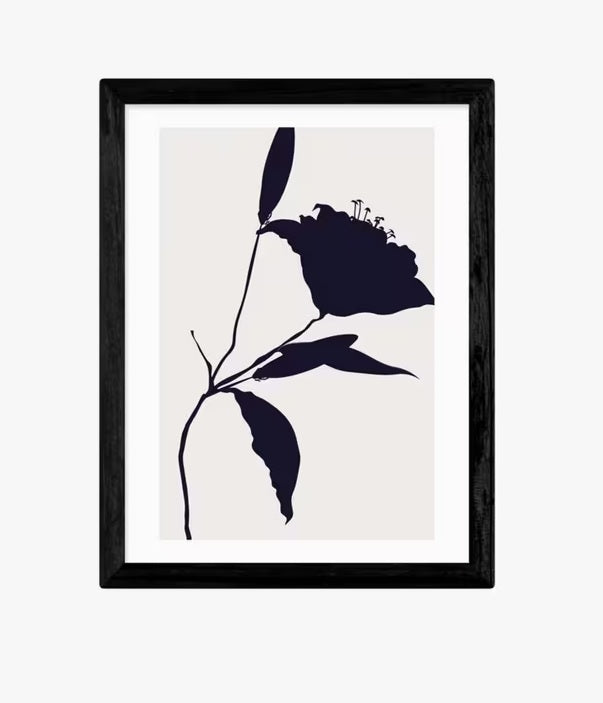 EAST END PRINTS Kubistika 'Nero I' Framed Floral Print 83.4 x 63.4cm - Black
