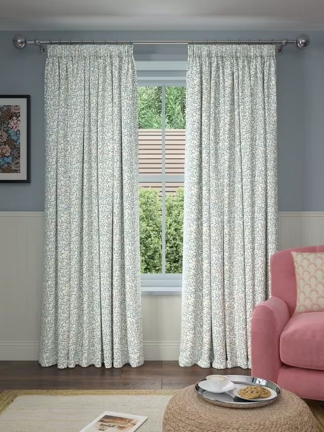 John Lewis Eloise Blackout Lined Pencil Pleat Curtains W228 x D182cm - Blue