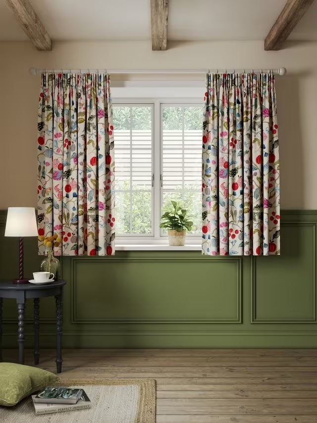 John Lewis Fruit Tree Pencil Pleat Pair Blackout Curtains W228 x D137cm