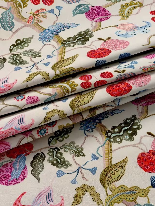 John Lewis Fruit Tree Pencil Pleat Pair Blackout Curtains W228 x D137cm