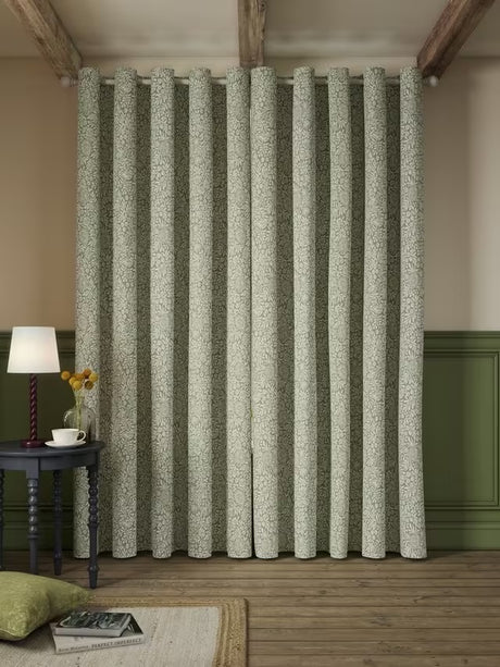 John Lewis Hidcote Weave Pair Lined Eyelet Curtains W228 x D274cm - Green