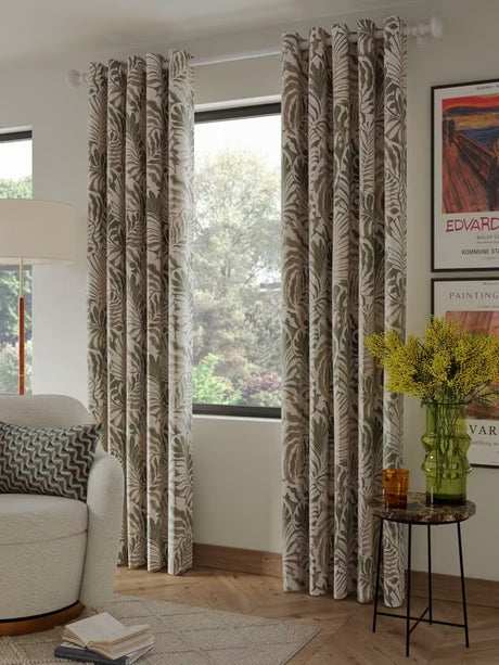 John Lewis Caladium Pair Lined Eyelet Curtains W167 x Drop 228cm - Avocado
