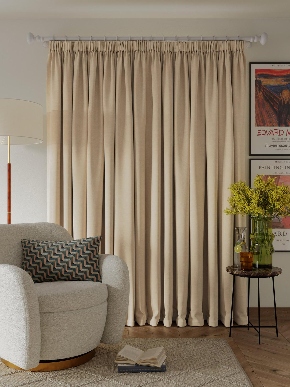 John Lewis Textured Blackout Lined Pencil Pleat Curtains W228 x Drop 274cm