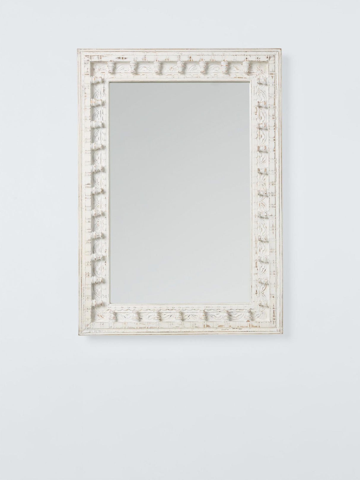 John Lewis Rajasthan Carved Wood Rectangular Wall Mirror 70 x 50cm White