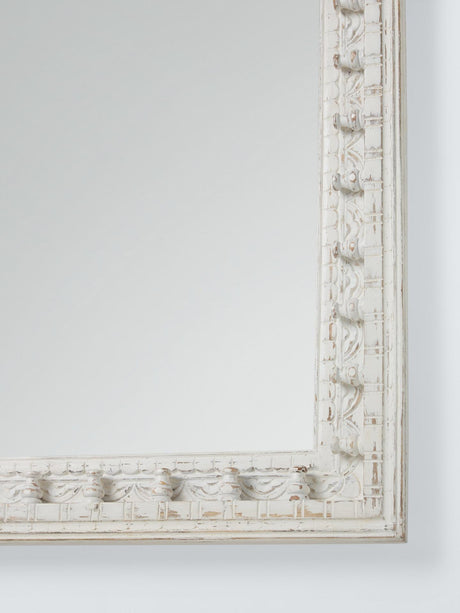 John Lewis Rajasthan Carved Wood Rectangular Wall Mirror 70 x 50cm White