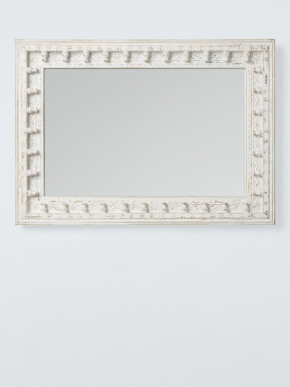 John Lewis Rajasthan Carved Wood Rectangular Wall Mirror 70 x 50cm White